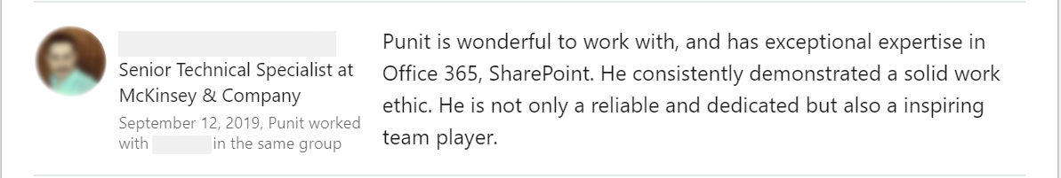 Client feedback 18 praising Punit Kukreja for training