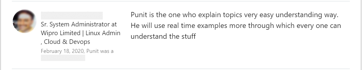 Client feedback 21 praising Punit Kukreja for training