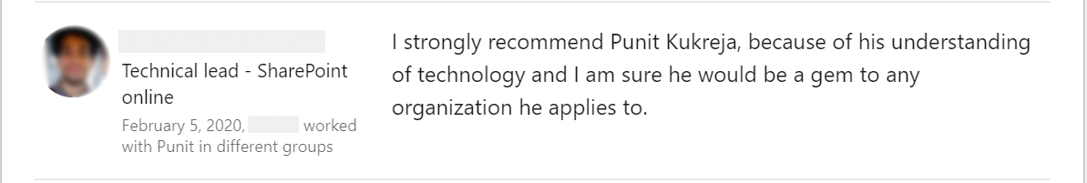 Client feedback 29 praising Punit Kukreja for training