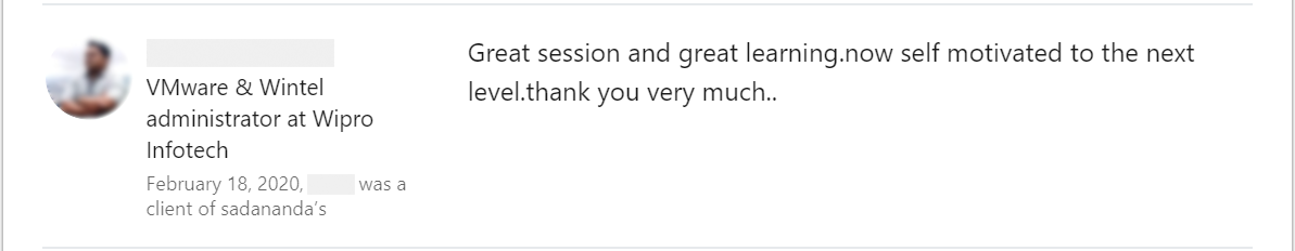 Client feedback 40 praising Punit Kukreja for training