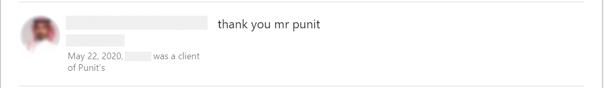 Client feedback 45 praising Punit Kukreja for training